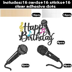 16 PCS Microphone Centerpiece Sticks Glitter Party Table Topper Decoration
