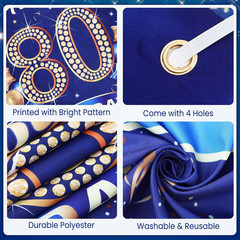 80Th Birthday Party Decorations for Men Navy Blue Gold Happy 80Th Birthday Banne