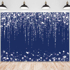 7×5 FT Navy Blue White Silver Glitter Backdrop Wedding Photography Decor Set