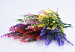 4pcs Artificial Lavender Plants Fake Plastic Flower in Autumn Colors for Outdoor