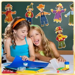 48 PCS Fall Scarecrow Bulletin Board Photo Cutout Paper Shapes 100 Glue Points