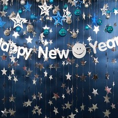 Silver Star Garland Banner Decorations – 156 Feet Bright Silver Paper Garland