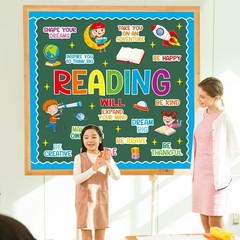 Reading Bulletin Board Decorations Set Colorful Inspirational Classroom Planet