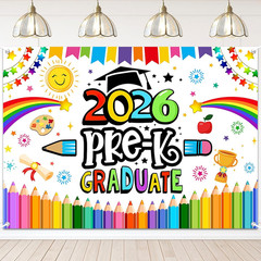 Preschool Graduation Backdrop Pre Kindergarten Congrats Grad Party Decoration 20