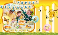 112 Pcs Winnie The Pooh Party Decoration Winnie Party Tableware Balloons Plates