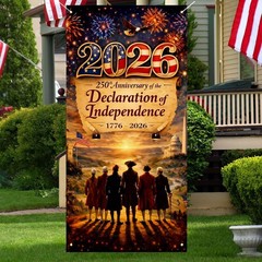 250th Anniversary American Flag Door Cover – 1776-2026 Vintage Decor