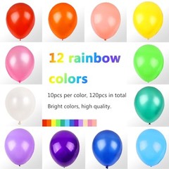 120pcs Rainbow Balloons 12 Inch Assorted Colors Party Arch Decoration Supplies