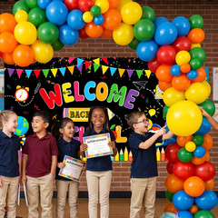 Back to School Decorations, 80Pcs Rainbow Balloon Arch Garland Kit with Welcome