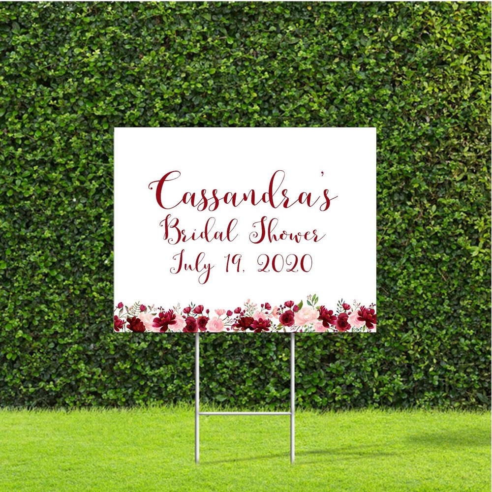 Blush & Burgandy Theme Customized Large Yard Sign Wedding Birthday Bridal Shower