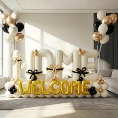 145Pcs Housewarming Party Decorations Beige 40Inch Welcome Home Balloon Banner
