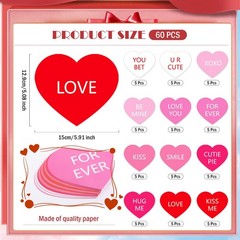 60 PCS 6 Inch Large Heart Cutouts Paper Conversation Hearts Pink Gradient DIY