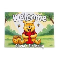 Personalised Printed Winnie the Pooh Birthday Foam Board Event Welcome Sign A3