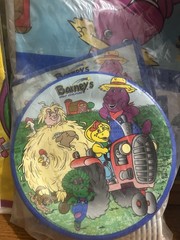 HUGE Vintage Barney Birthday Decorations Cake Tin Party Supplies RARE LOT