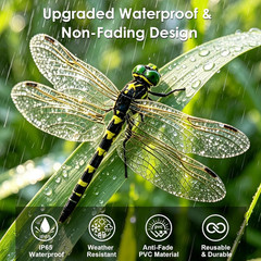 12 Pack 3D Dragonfly Clips, Fake Dragonflies with Stakes, Realistic Plastic Drag