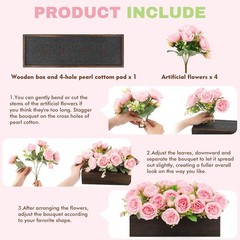 Flower Centerpieces for Table, Artificial Floral Arrangement 4Pcs UV Resistan…