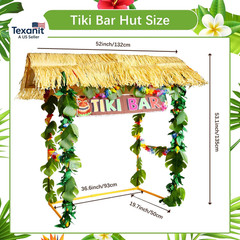 Abundant Tiki Bar Hut Kit, Portable Outdoor Tiki Bar Decor with Hawaiian Leis, H