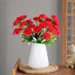 10 Head Carnation Bouquet Artificial Silk Flowers for Desk Shelf Decor