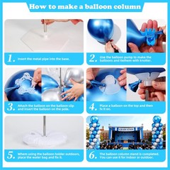Navy Blue and Silver Balloon Column Stand Kit Set of 2 for Floor, Blue and Si…