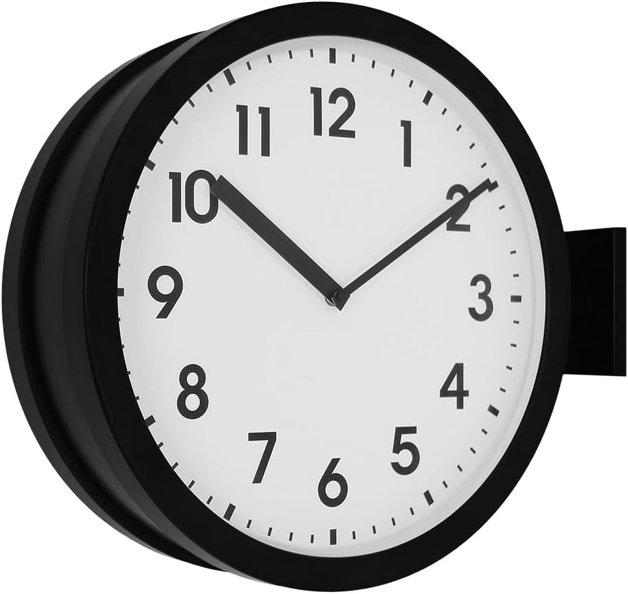 Elegant 15-Inch Double-Sided Aluminum Wall Clock for Home & Office Decor
