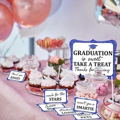 20PCS Graduation Candy Buffet Labels, 1 Gold Glitter Candy Buffet Table Sign wit