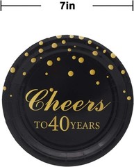 Elegant 7-Inch Disposable Paper Plates – Perfect for 40th Birthday Celebrations