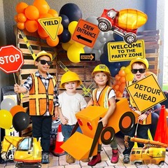 151Pcs Construction Party Supplies – Birthday Decorations, Balloon Arch, Caution