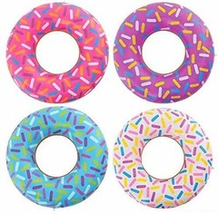4 Assorted 18″ Sprinkle Donut Inflatable Pool Party Decoration Float Blow Up Toy