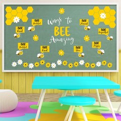 95 PCS Spring Bee Daisy Flower Paper Cutouts Classroom Bulletin Board Set