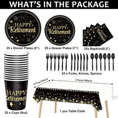 Black Gold Retirement Decorations Kit 184pcs