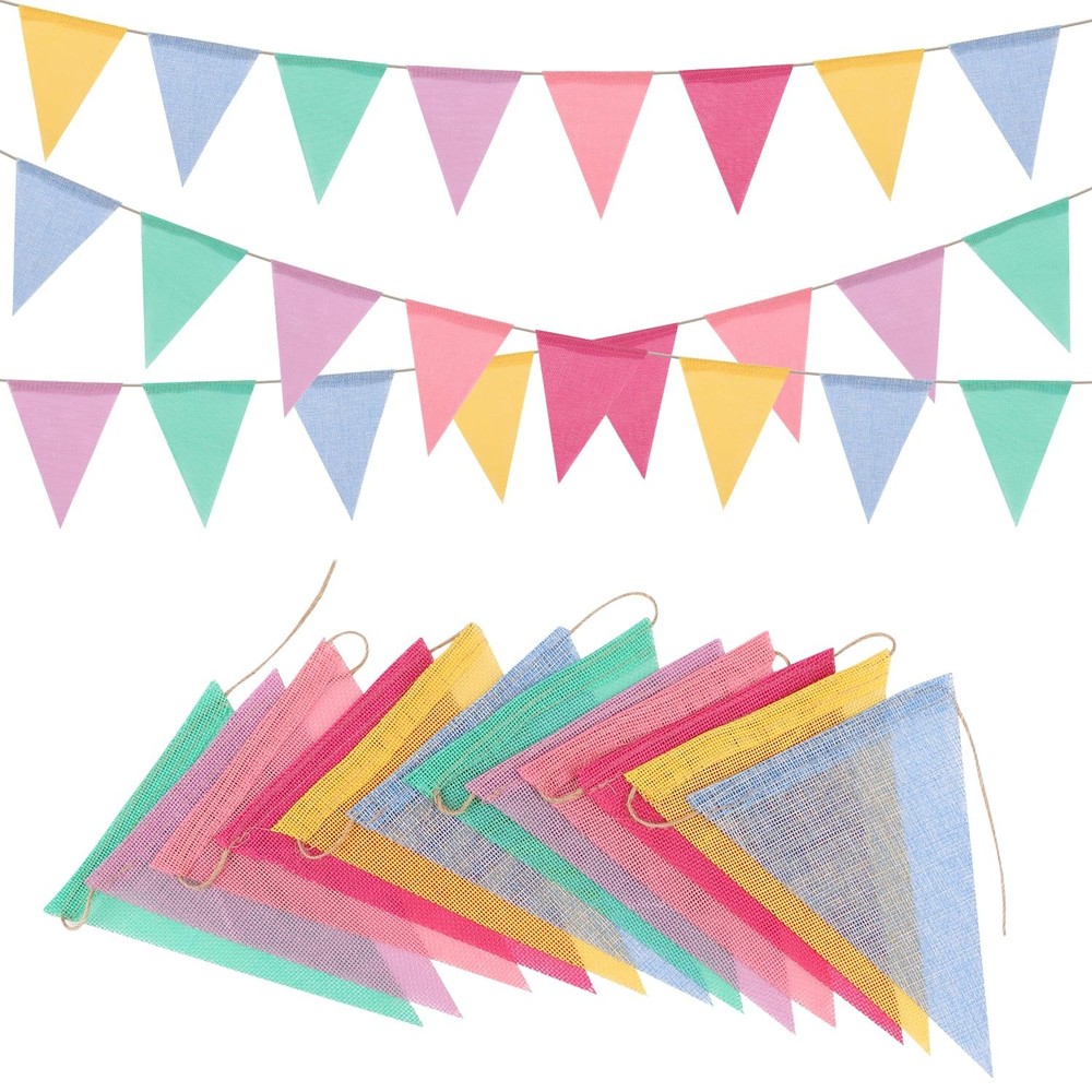 48 Pcs Colorful Pennant Banner Flag,52ft Rainbow Triangle Banners for Outdoor…