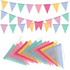 48 Pcs Colorful Pennant Banner Flag,52ft Rainbow Triangle Banners for Outdoor…