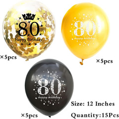 80Th Birthday Balloons Black and Gold 80Th Birthday Party Decorations for Men an