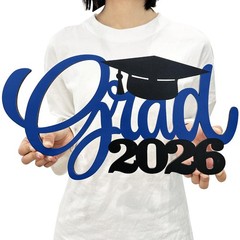 Blue Graduation Party Decorations Grad 2026 Wooden Sign Photo Booth Props