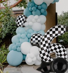 40 Inch Checkered Number Balloon 6 Black and White Race Car Birthday Balloons…