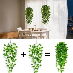 Fake Hanging Plants 2pcs Artificial Plant for Indoor 2 PACK, Green