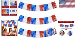 Vibrant 30 Feet Tinsel Fringe Garland – 3 Packs of Red White Blue Party Decor