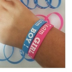 New! 22 pcs Gender reveal silicone bracelets 11boy 11girls