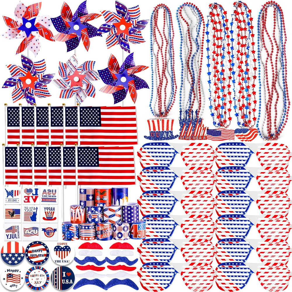 Thuodo 156 PCS 4Th of July Accessories Party Favors Set Patriotic Decorations Fo