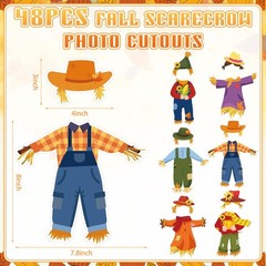 48 PCS Fall Scarecrow Bulletin Board Photo Cutout Paper Shapes 100 Glue Points