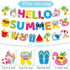 Hello Summer Banner Summer Party Decorations Beach Party Decoration 3Pcs Hello