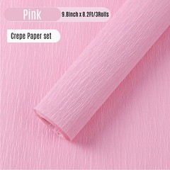 Pink Heavy Duty Crepe Paper 3 Rolls 17 Inch x 98 Inch Flower Making Craft DIY