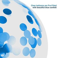 Royal Blue Confetti Latex Balloons, 50Pcs 12 Inch Light Blue Baby Blue and White