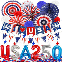 4Th of July Decorations 250Th, Patriotic Red White and Blue Party Supplies Kit I