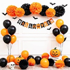 12 inch Orange and Black Balloons,Orange and Black Confetti Balloons for