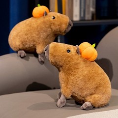 Cute Capybara Plush Toy with Mini Pumpkin Fall Stuffed Animal Decor Gift