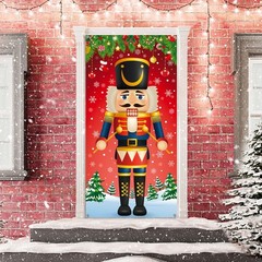 Christmas Decorations Nutcracker Snowflakes Trees Ornaments Door Cover 71″x35″