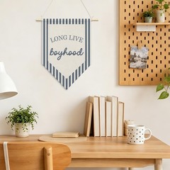 Boys Room Wall Art Decor, Long Live Boyhood Hanging Pennant Flag, Boy Nursery…