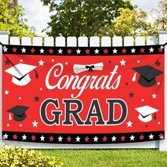 Graduation Decorations 2026 | Red and Black Congrats Grad Banner – 72×44 Inch…