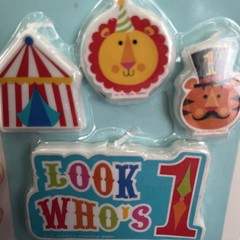 Fisher Price Circus 1st Birthday Candle Set 4pcs Set 2013, Cake Topper New