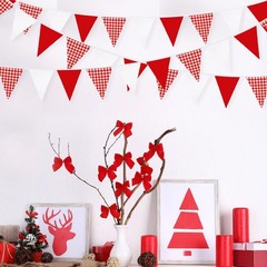 32Ft Red Party Decorations Red Plaid Checkered White Triangle Flag Gingham Pe…